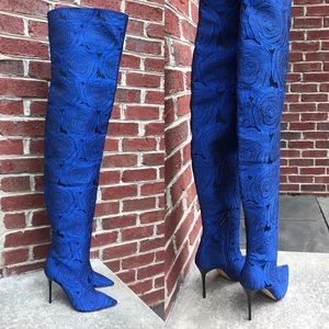 ZARA Rose Floral Over the Knee High Heel Boots 39